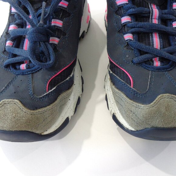 Skechers D'Lites Womens Leather Sneakers Navy Blue Pink Chunky Bold Views Size 8 - Picture 7 of 8